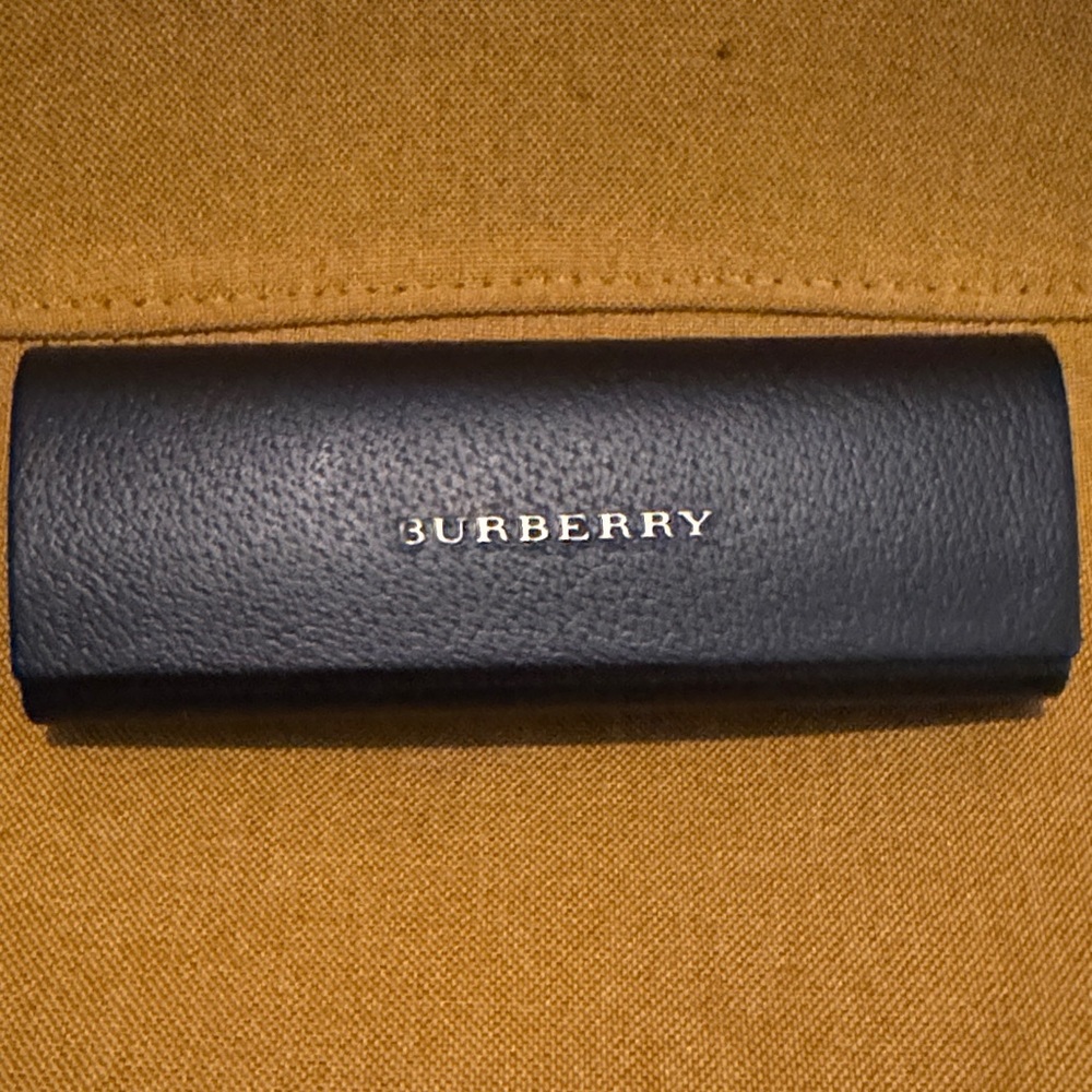Burberry Black Pebbled Leather Sunglass Case with Gold Logo